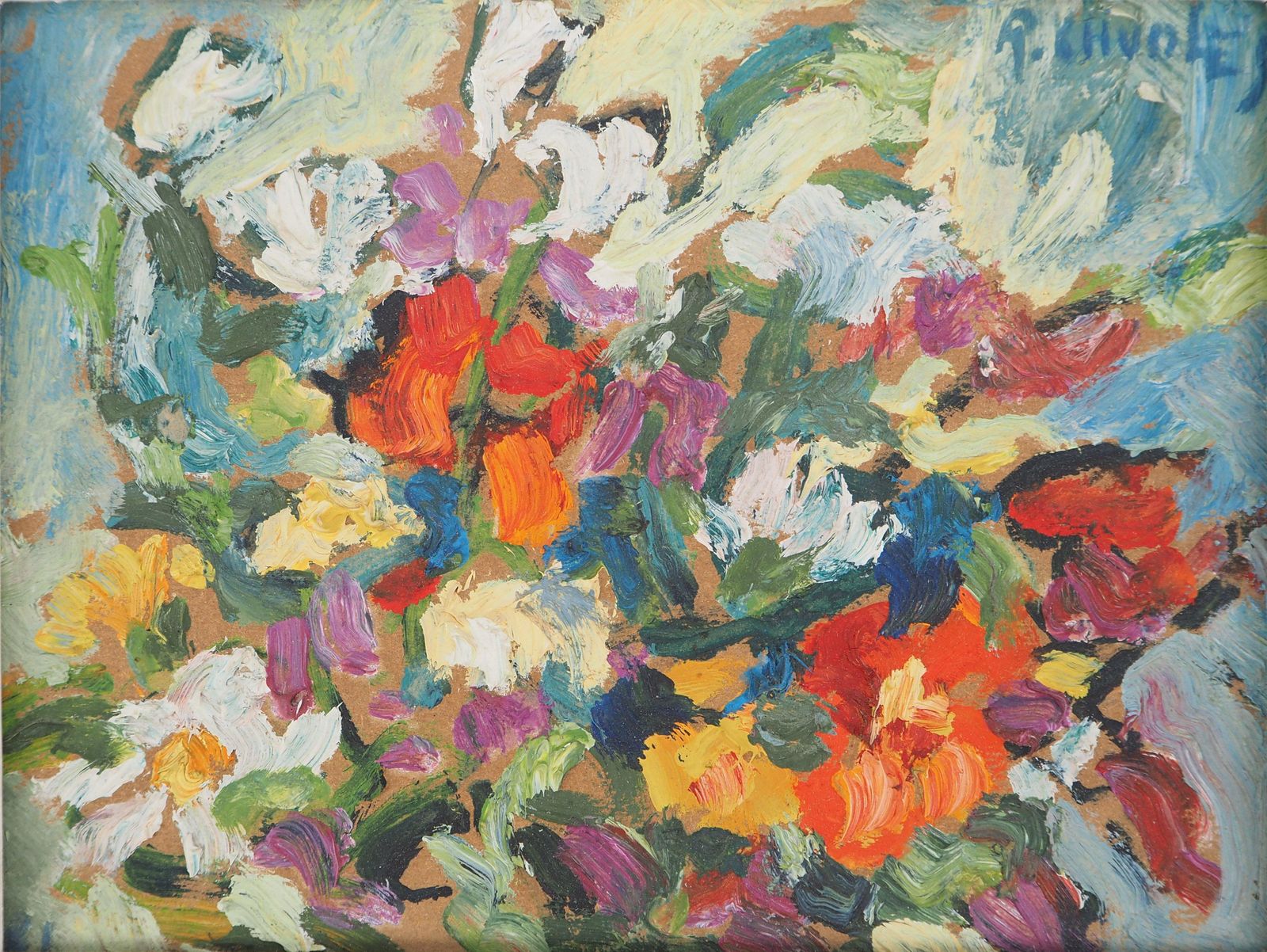 Rafael Chwolesbouquet Of Flowers   Original Oil Painting, Handsigned And Framed1979 photo for sale