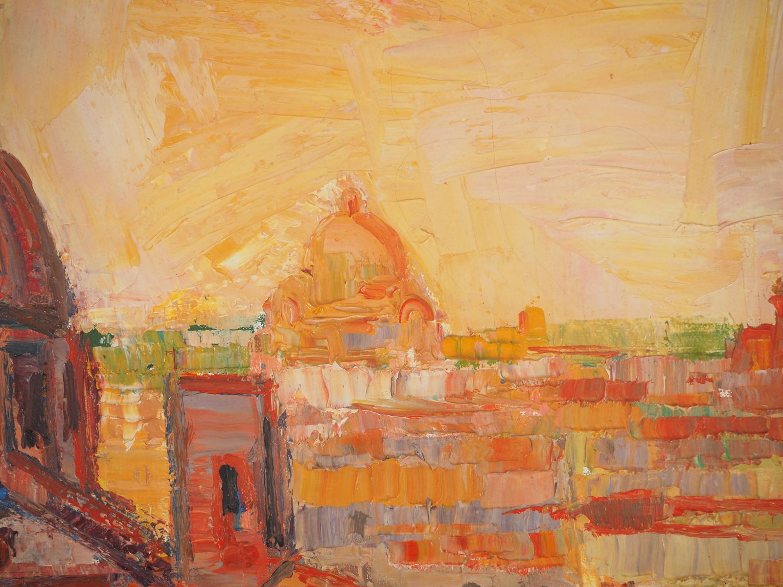Pierre Yves Lelargeitaly : View On Rome At The Sunset   Original Oil On Canvas, Handsigned1968 photo 686.0