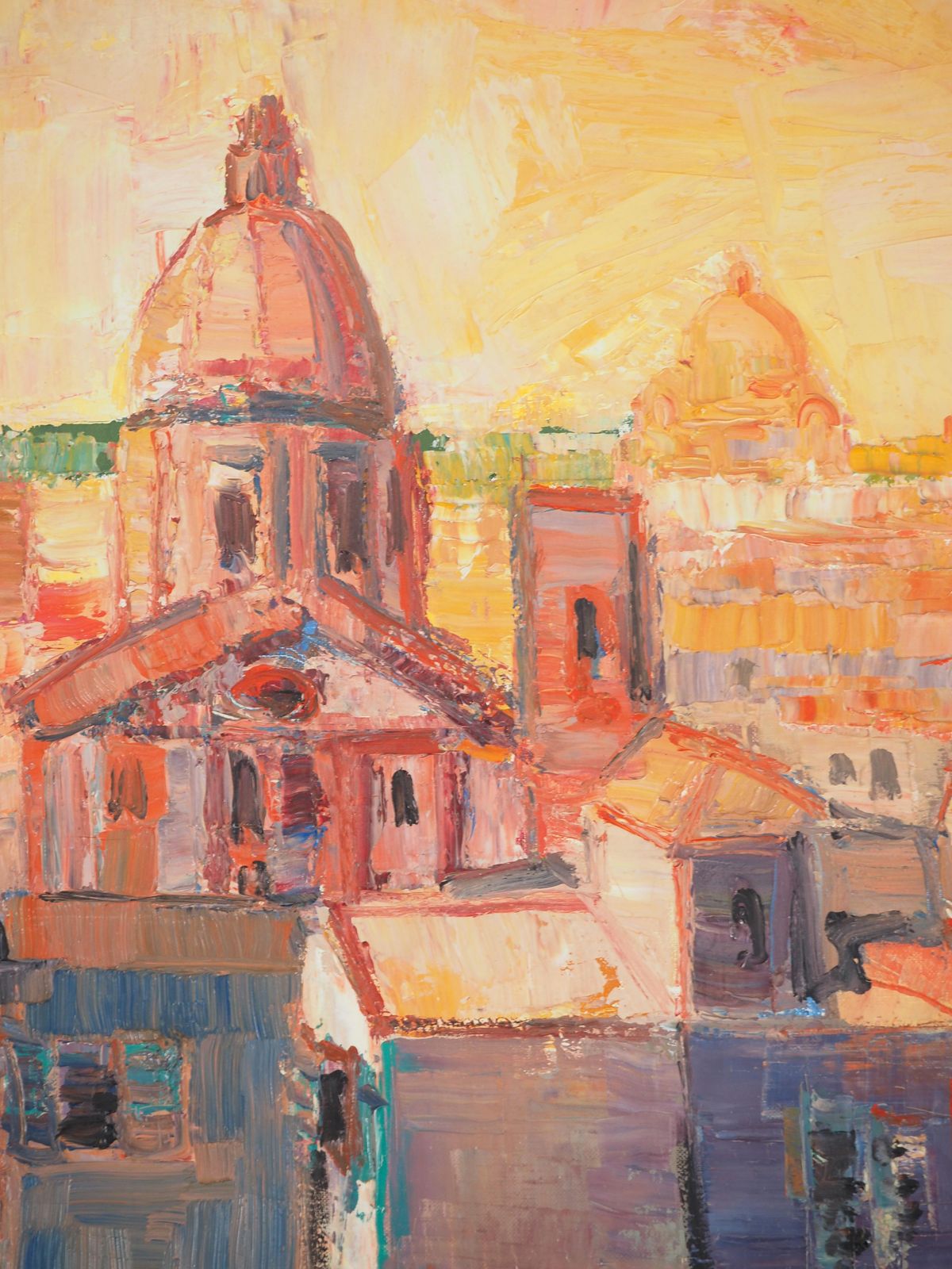 Pierre Yves Lelargeitaly : View On Rome At The Sunset   Original Oil On Canvas, Handsigned1968 photo buy