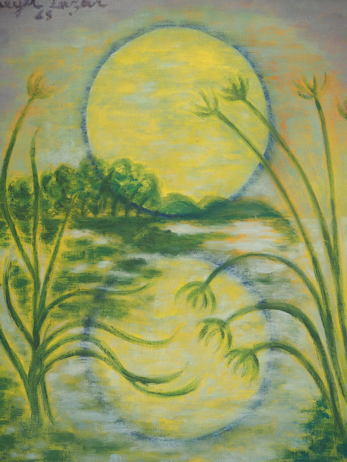 Meyer Lazarisrael : Sunset On The Lake Of Galilee   Original Oil On Canvas, Handsigned1968 photo Art
