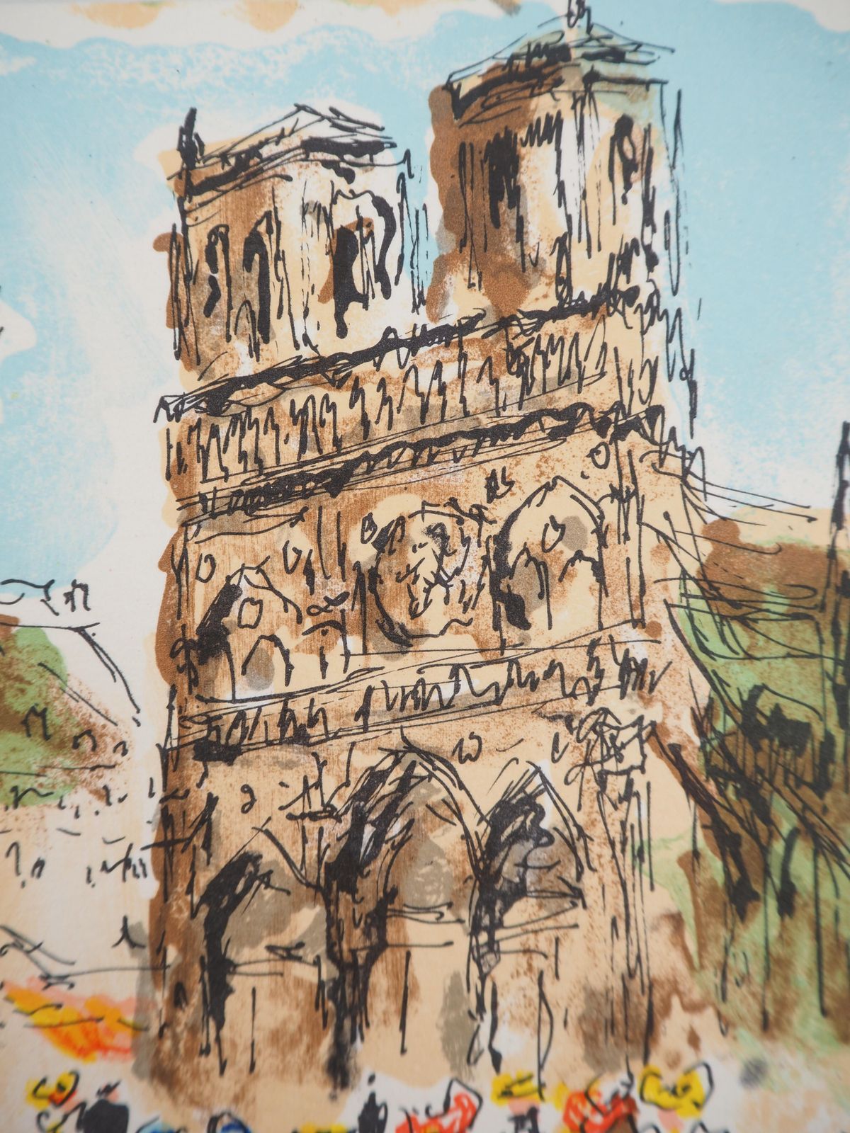 Urbain Huchetparis : Notre Dame During Summer   Original Lithograph Handsigned And Numbered1980 photo Art