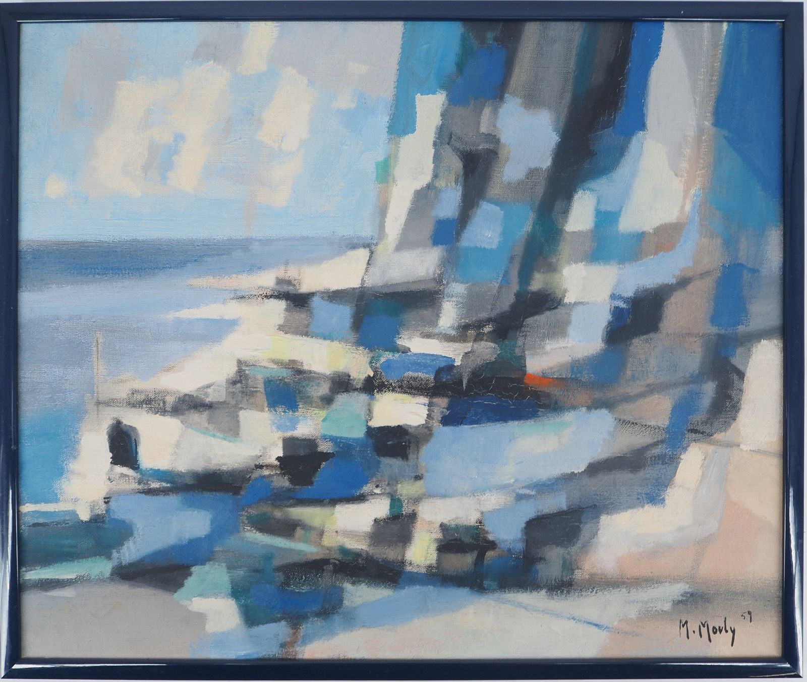 Marcel Moulyitaly : Mediteranean Seascape   Original Oil On Canvas, Signed1959