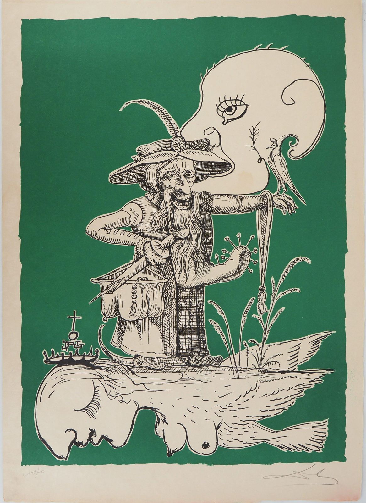 Salvador Dalí­Pantagruel : The Old Wizard   Original Handsigned Lithograph (Field 73 7a)1973