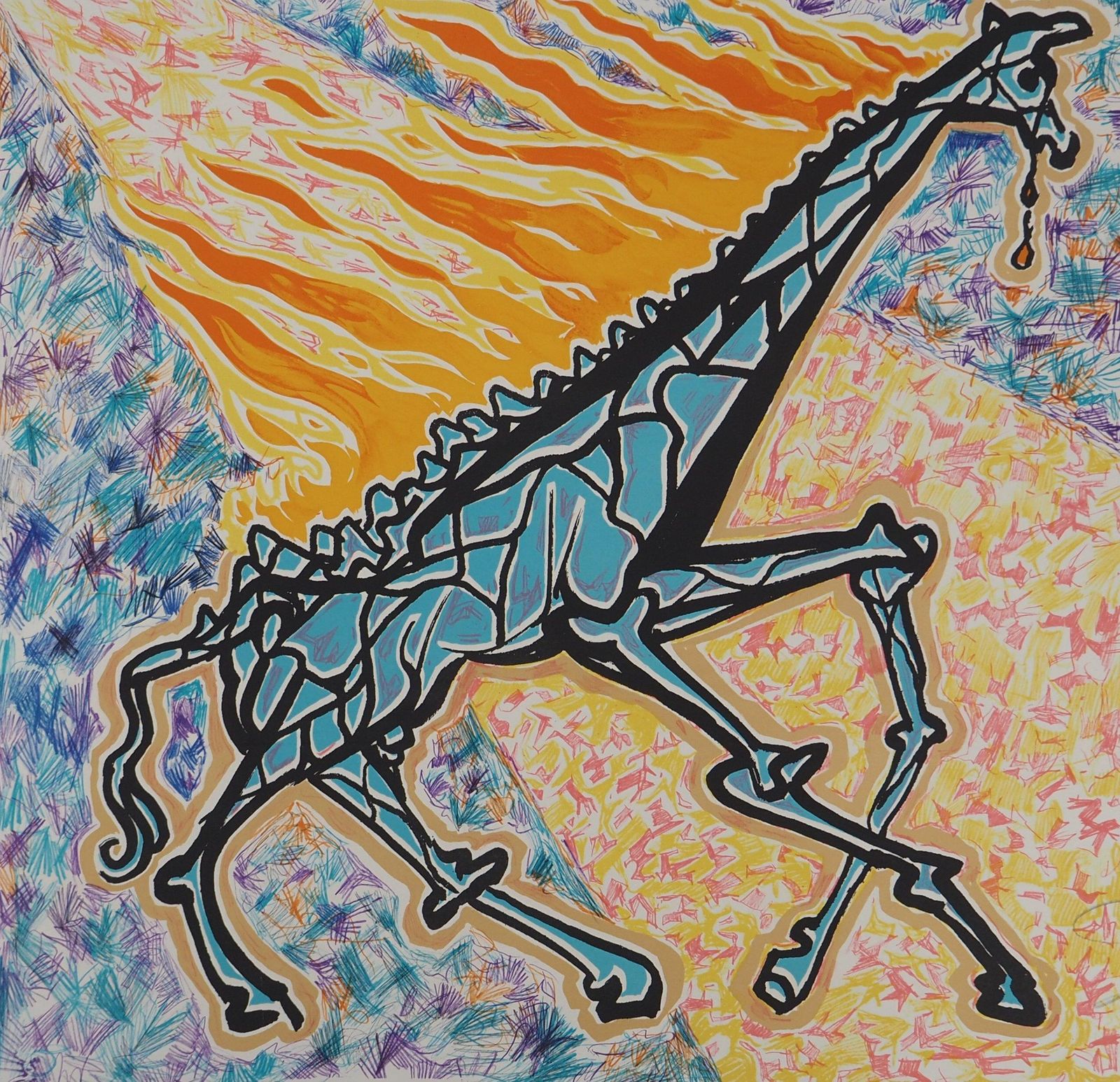Salvador Dalí­The Vitraux : Giraffe Afire   Original Lithograph Handsigned1973 photo for sale