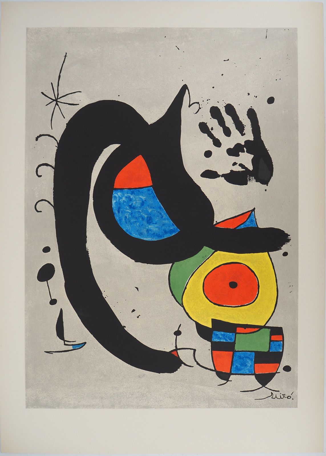 Joan Mirócat, Small Bird And Black Hand   Original Lithograph1970