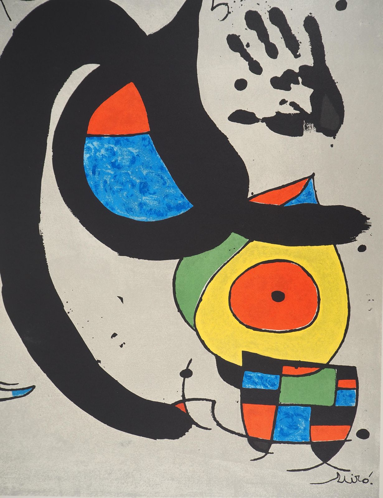 Joan Mirócat, Small Bird And Black Hand   Original Lithograph1970 photo Art