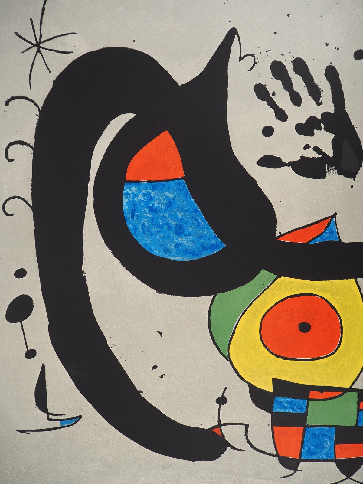 Joan Mirócat, Small Bird And Black Hand   Original Lithograph1970 photo vinterior