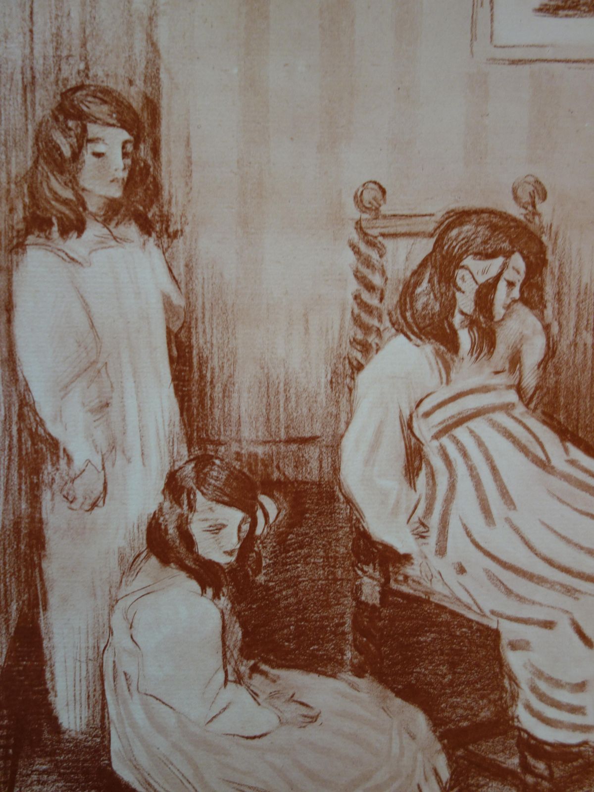 Alfredo Müllerpiano Lesson : The Three Sisters   Original Lithograph1897/98 photo Art