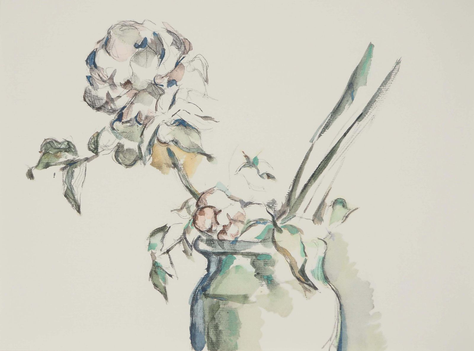 Still Life, Pale Roses In A Vase   Lithograph, 19711971