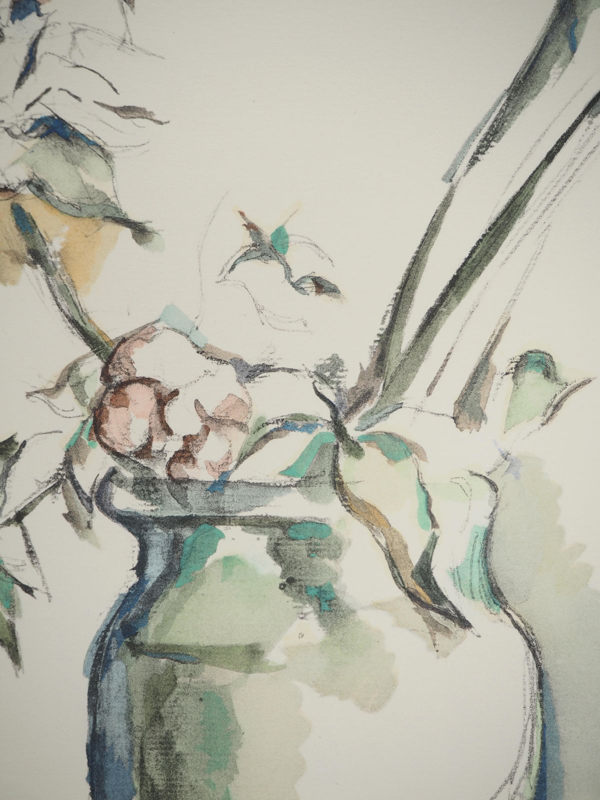 Still Life, Pale Roses In A Vase   Lithograph, 19711971 photo Art