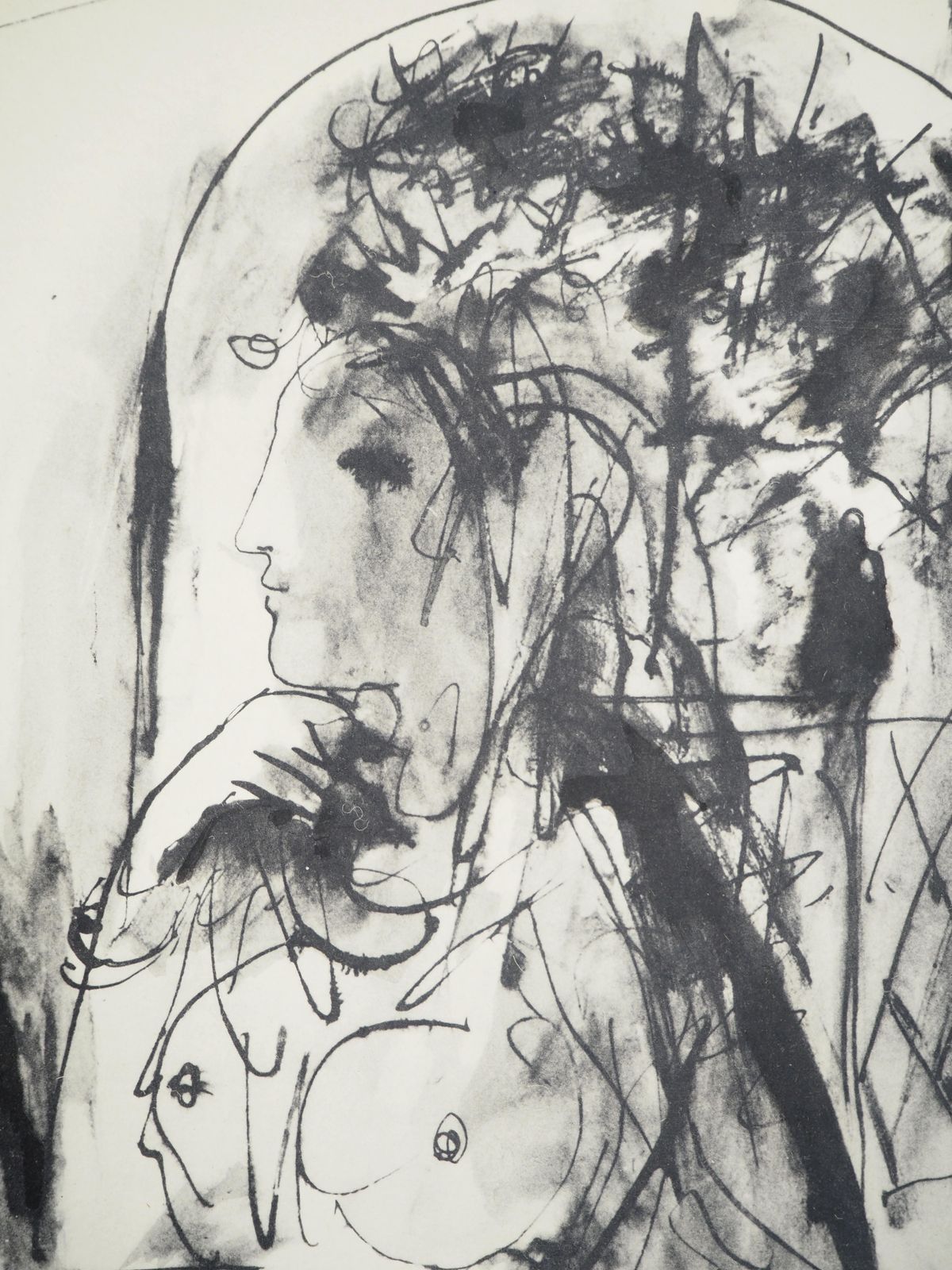Young Fauve And A Woman   Lithograph And Stencil1967 photo Art