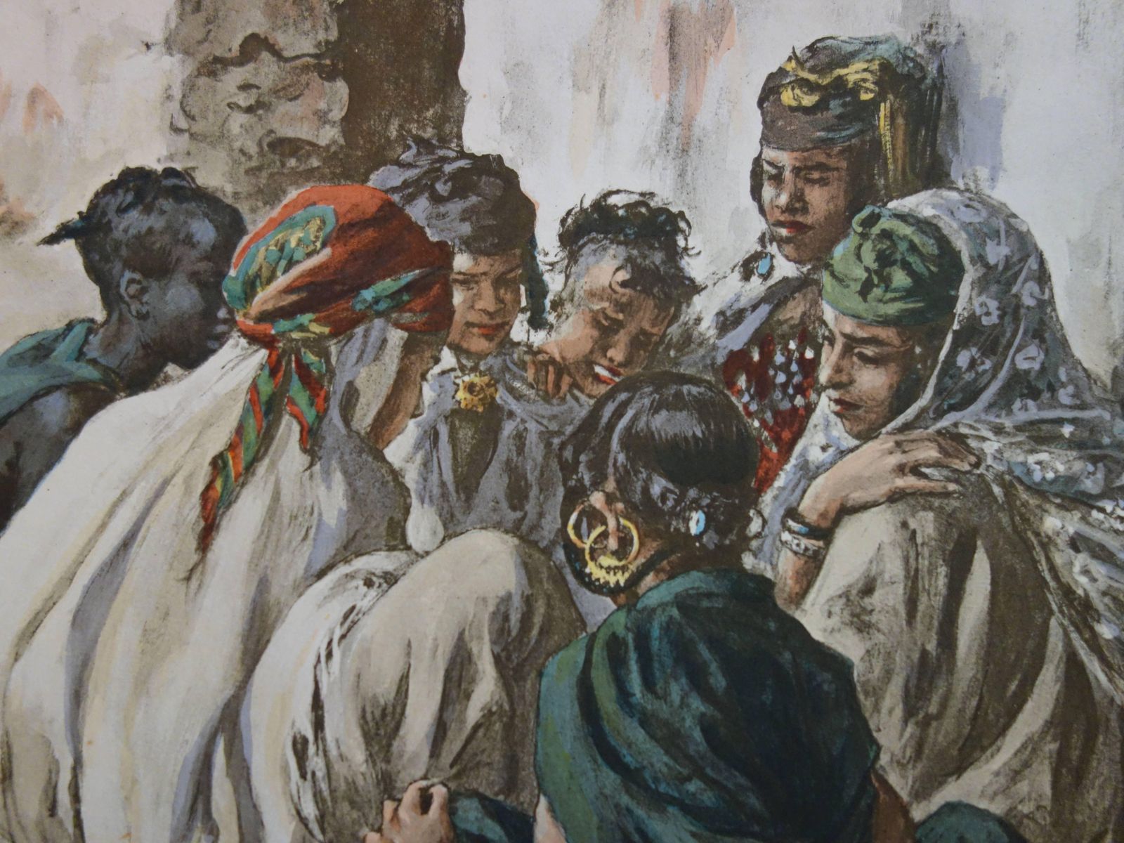 Etienne Dinetorientalism : Young Girls Playing   Original Lithograph 18981897/98 photo 214.0