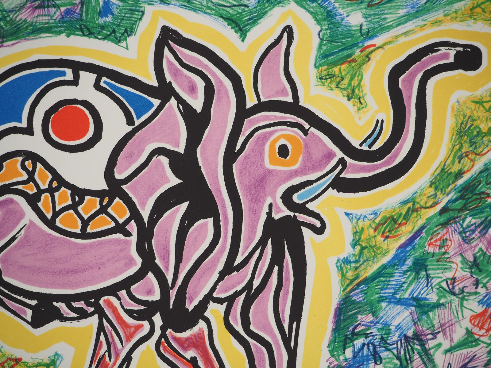Salvador Dalí­The Vitraux : Pink Elephant   Original Lithograph Handsigned (Field #76 2f)1973 photo Art