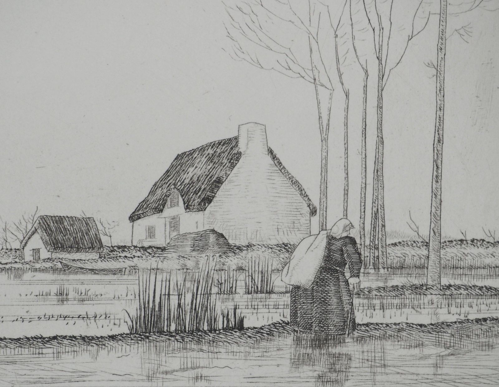 Jean Emile Laboureurbrittany : The Flight Of Ducks   Etching From Louvre Museum photo for sale