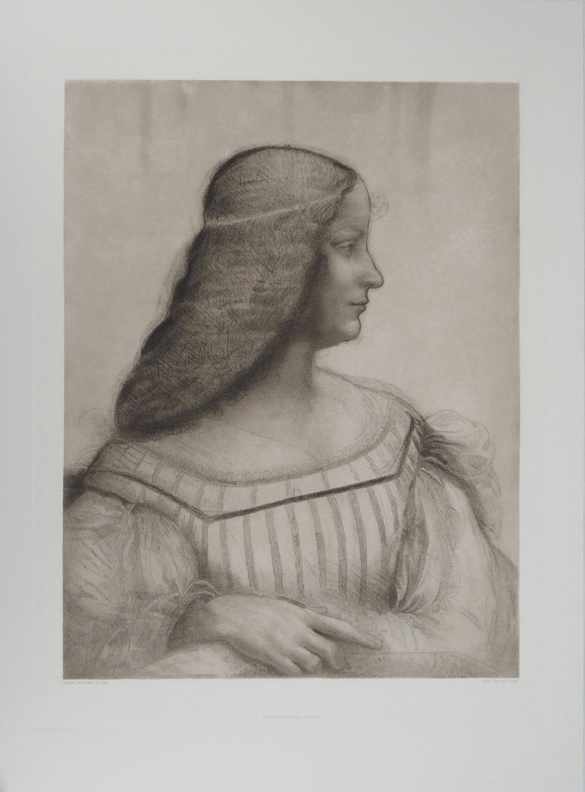 Portrait Of Isabella D'este   Etching From Louvre Museum