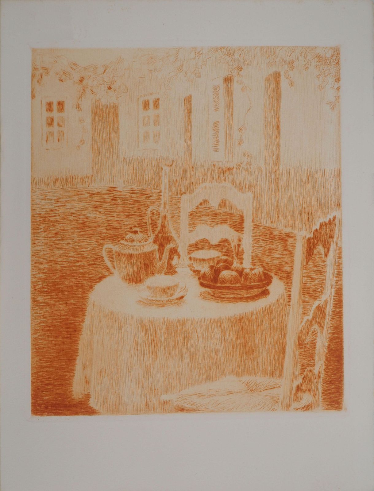 Henri Le Sidanerthe Pink Tablecloth   Original Etching1928