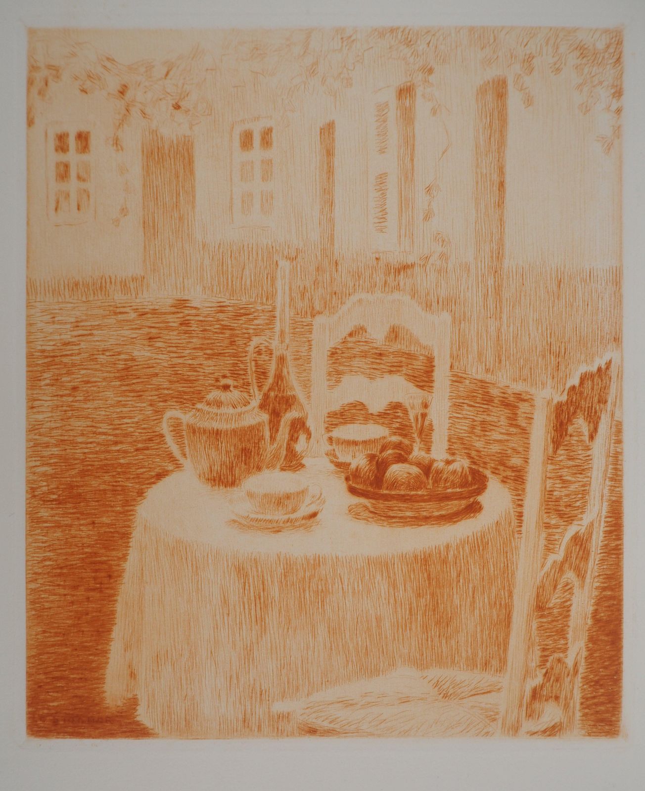 Henri Le Sidanerthe Pink Tablecloth   Original Etching1928 photo for sale