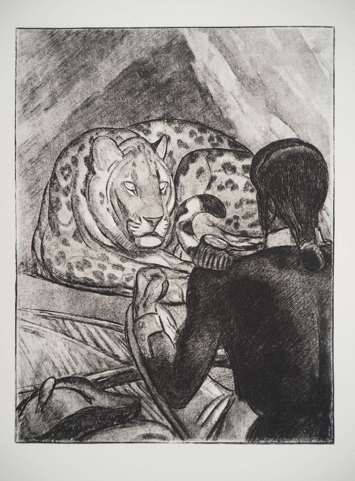 Paul Jouvesoldat Seeing The Panther   Original Etchingc. 1949 photo furniture