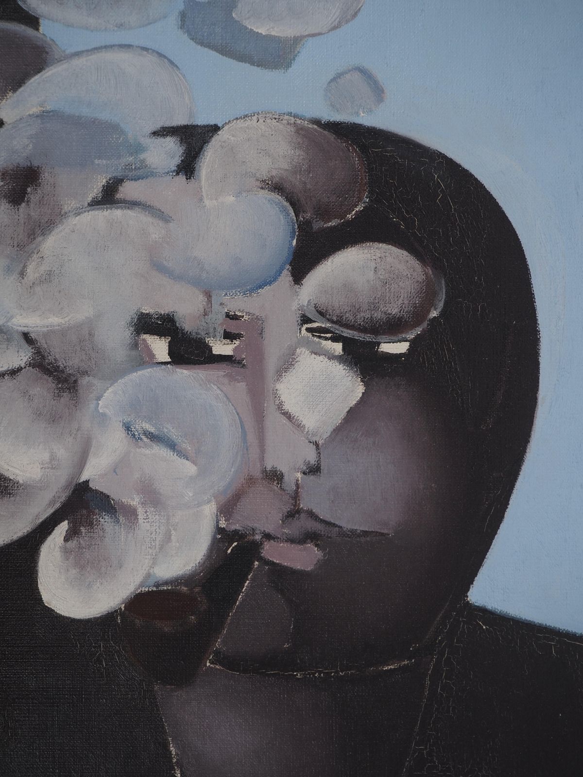 Antonio Guansesurrealist Pipe Smoker   Original Oil On Canvas, Signed1977 photo Art