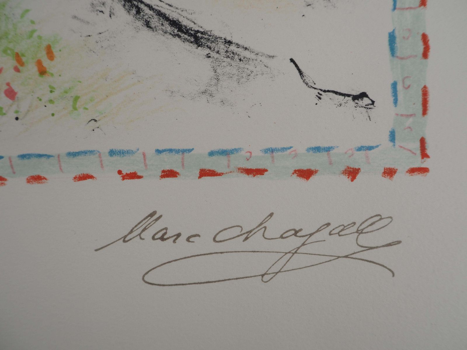 Marc Chagalllovers With A Bouquet Of Flowers   Original Lithograph Handigned (Mourlot #1037)1984 photo furniture