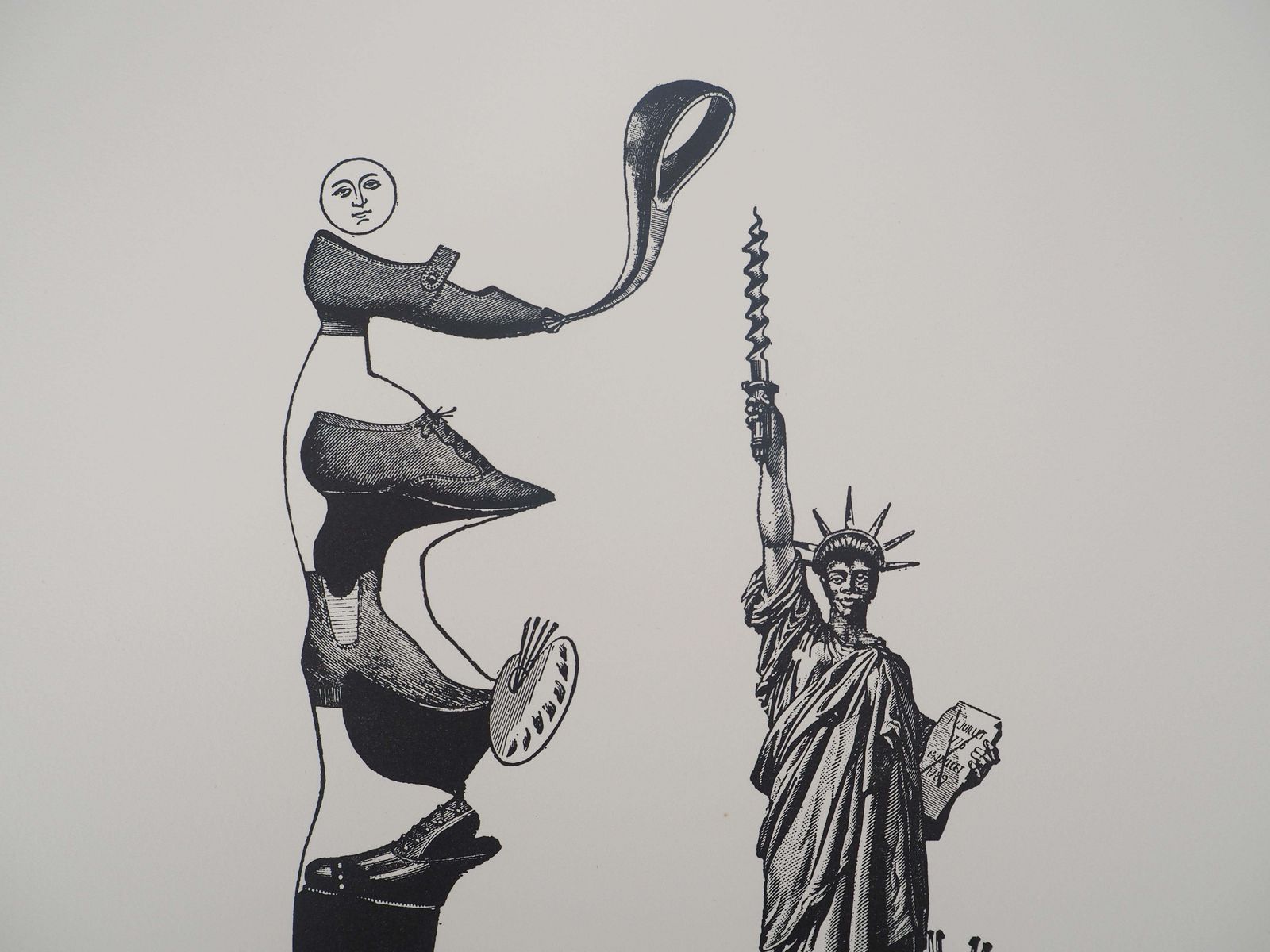 Max Ernstshoe Artist And Statue Of Liberty   Original Lithograph   Limited / 120 Copies1974 photo buy