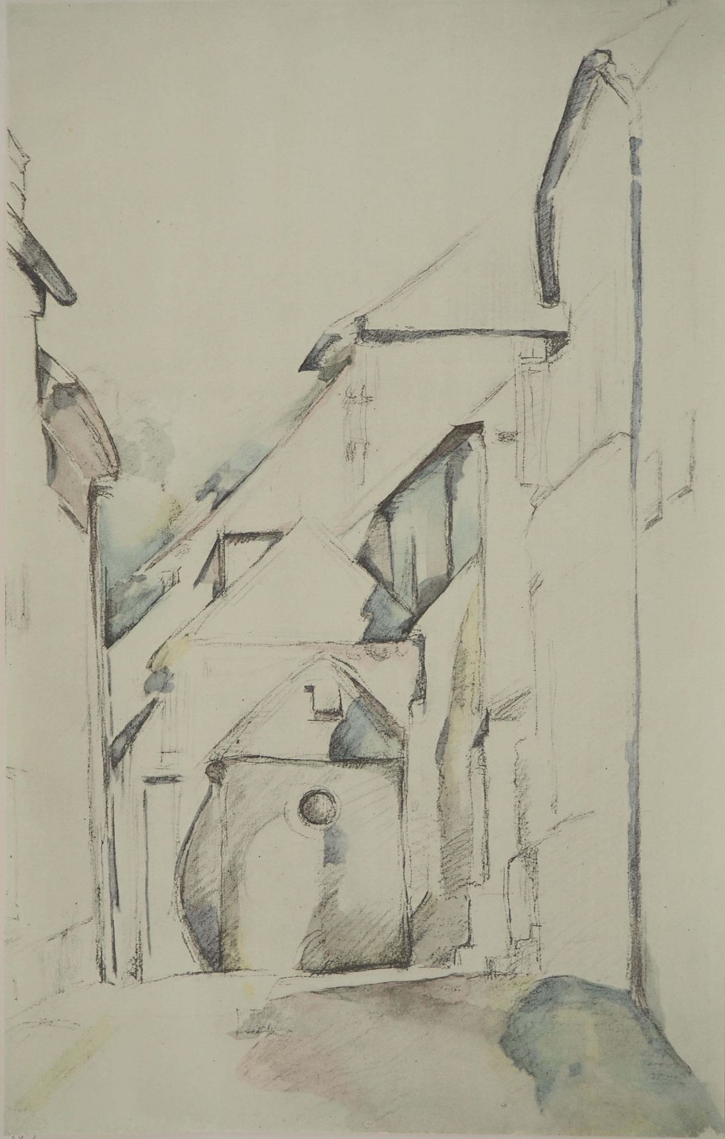 Small Village In France, Near The Church   Lithograph, 19711971 photo furniture