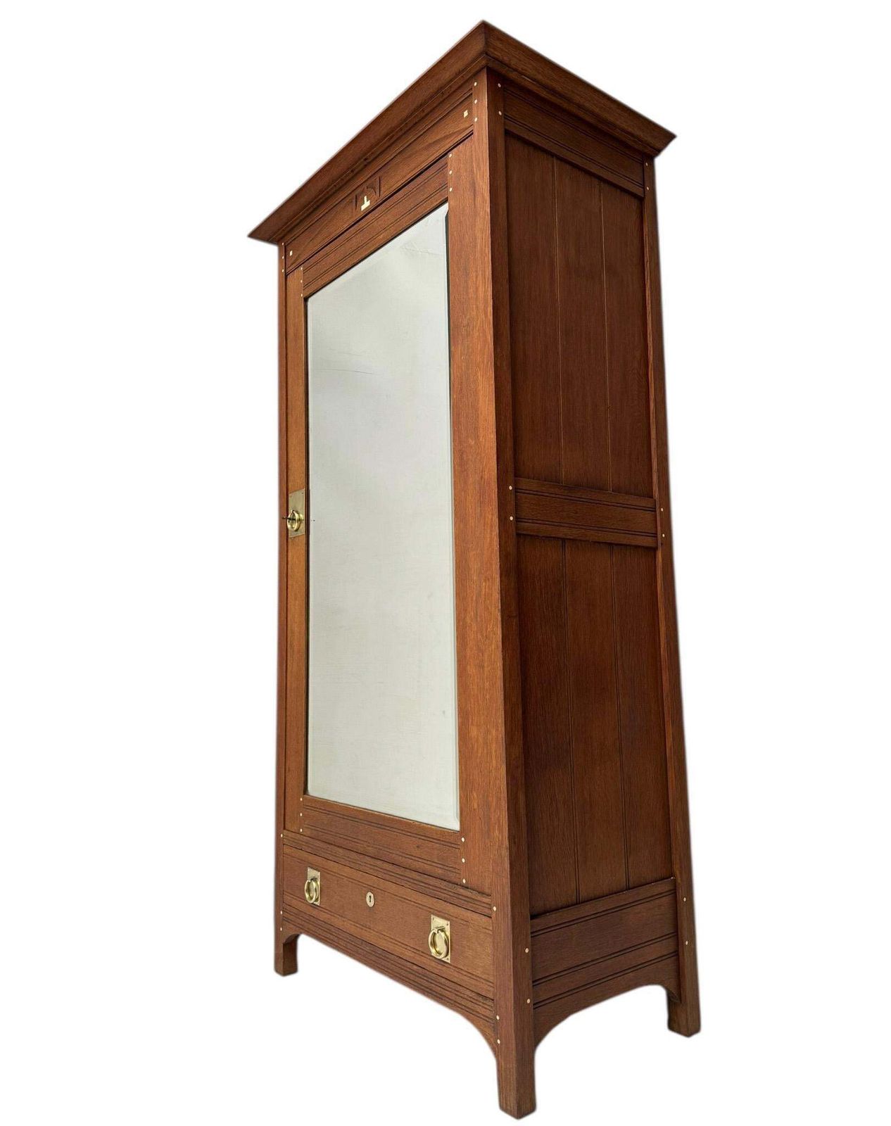 Arts & Crafts One Door Armoire Or Wardrobe Onder Den Sint Maarten Style, 1900s photo for sale