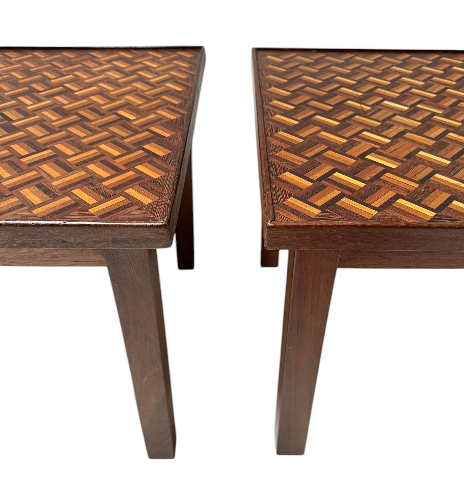Pair Of Mid Century Modern Side Tables With Mosaic Inlaid Tops, 1960s photo buy