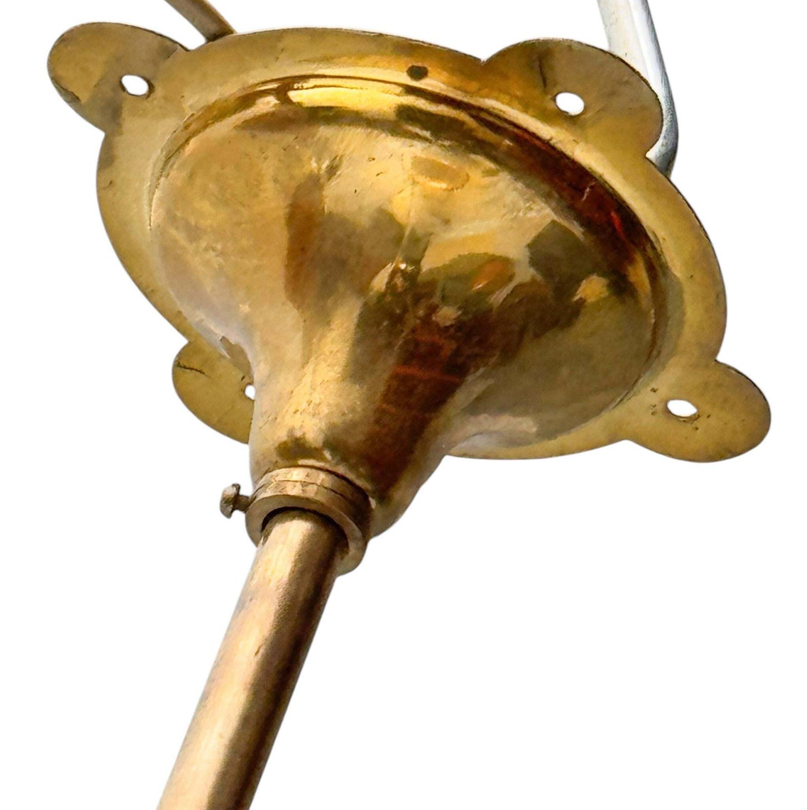Arts & Crafts Brass Pendant With Origina Blownl Glass Shade, 1900s photo vintage
