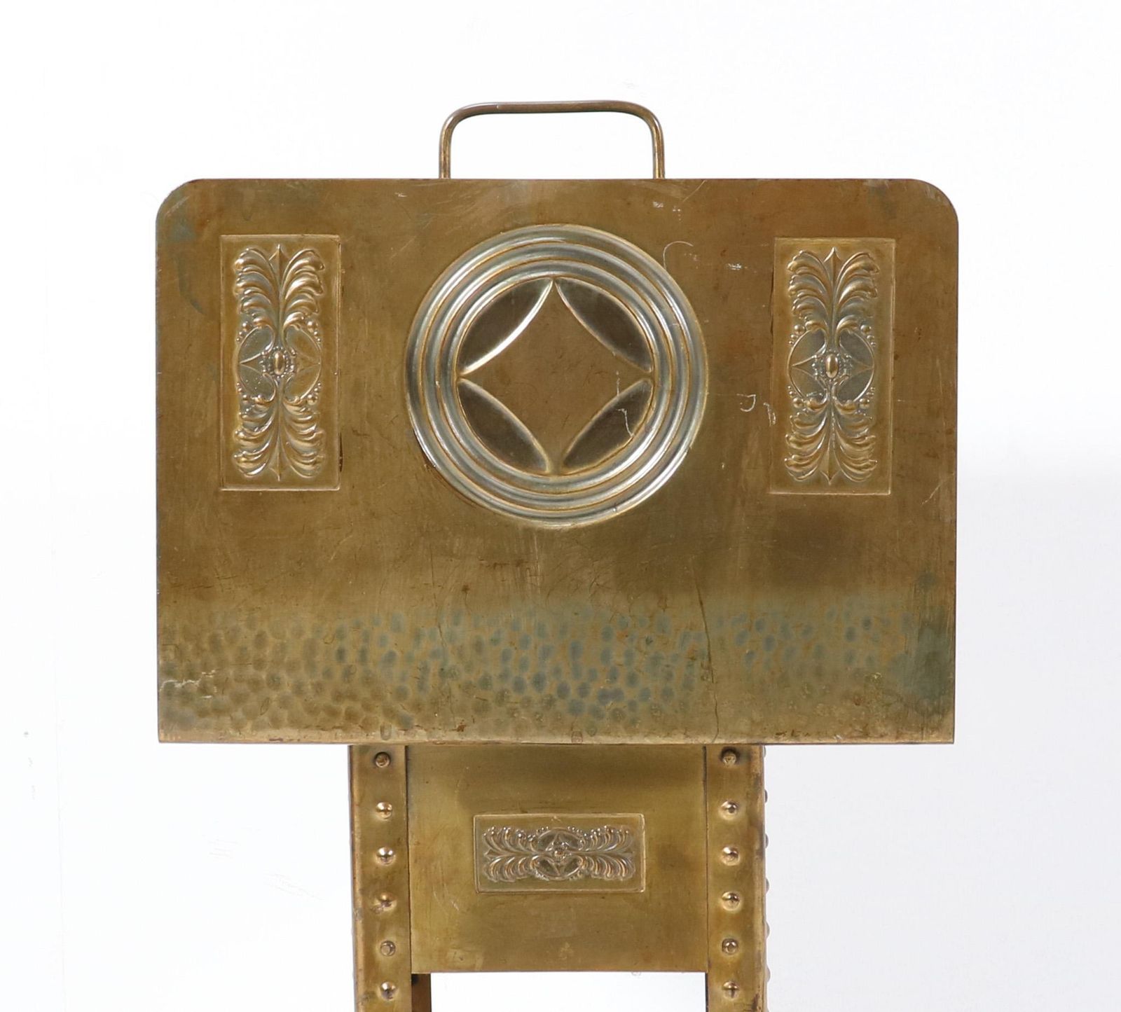 Patinated Brass Vienna Secession Magazine Rack photo vintage