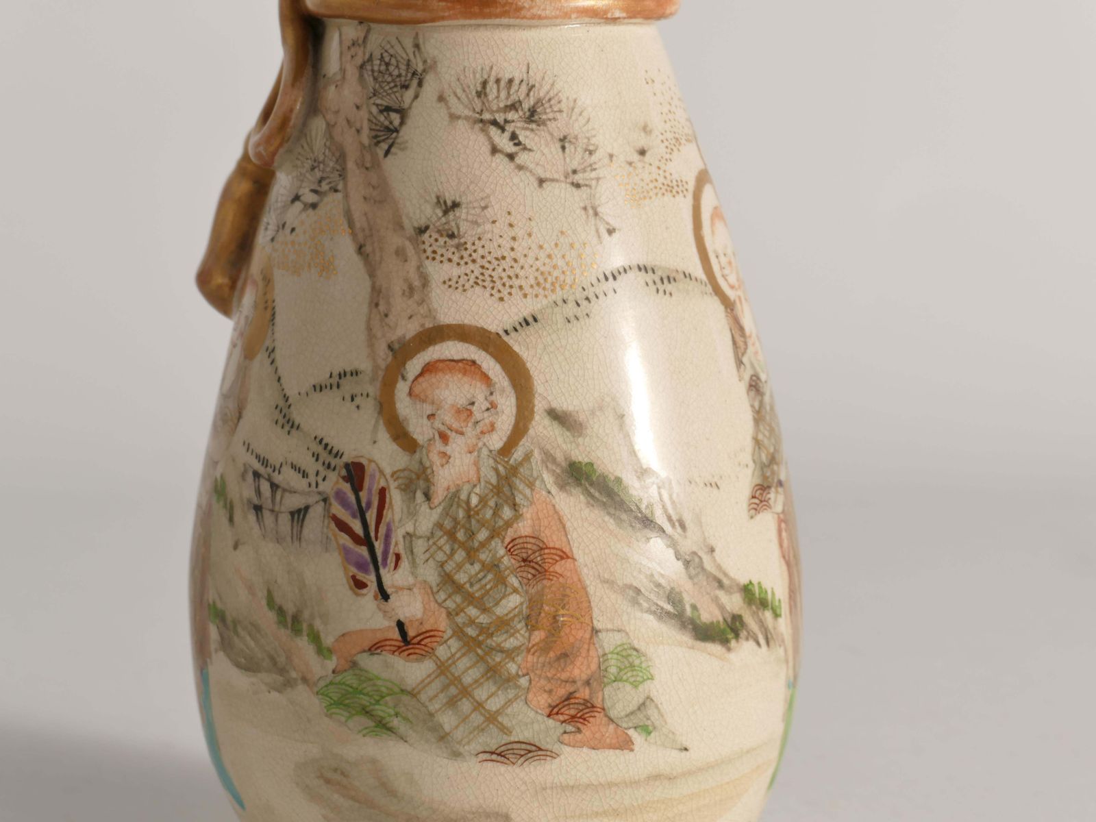 Meiji Period Kyoto Satsuma Vase Table Lamp, Japan, Circa 1880 photo vintage