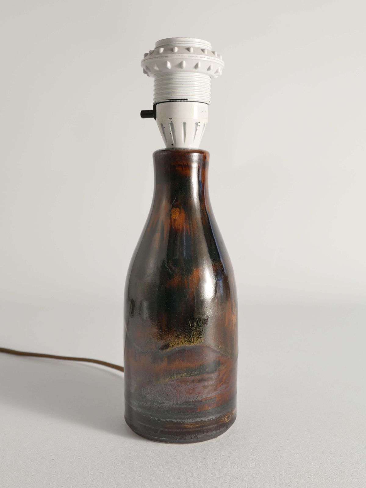 Brown Stoneware Table Lamp By Carl Harry Stålhane, Designhuset, Sweden 1960s photo for sale