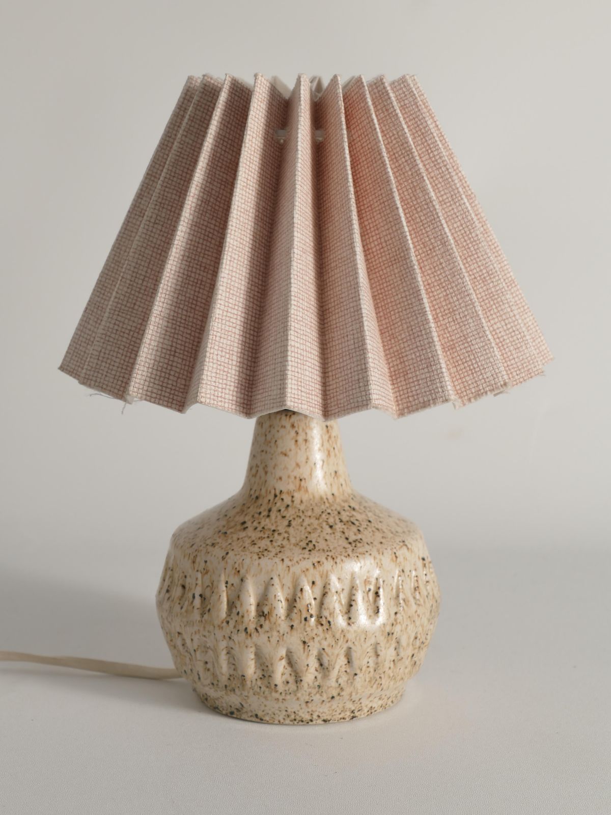 Mid Century Modern Brown Speckled Stoneware Table Lamp By Ego, Sweden 1960s photo for sale