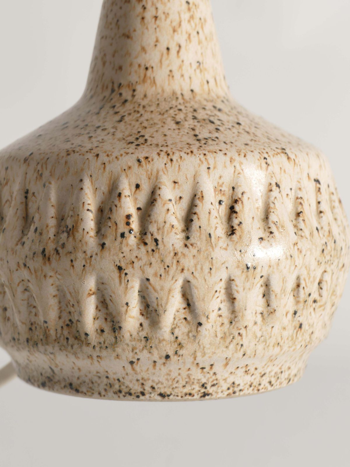 photo for sale Mid Century Modern Brown Speckled Stoneware Table Lamp By Ego, Sweden 1960s