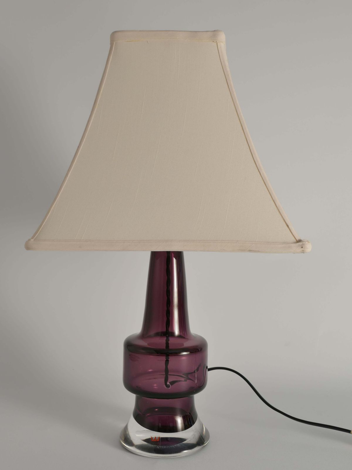 Mid Century Modern Purple Chrystal Glass Table Lamp By Kosta 1960s photo vinterior
