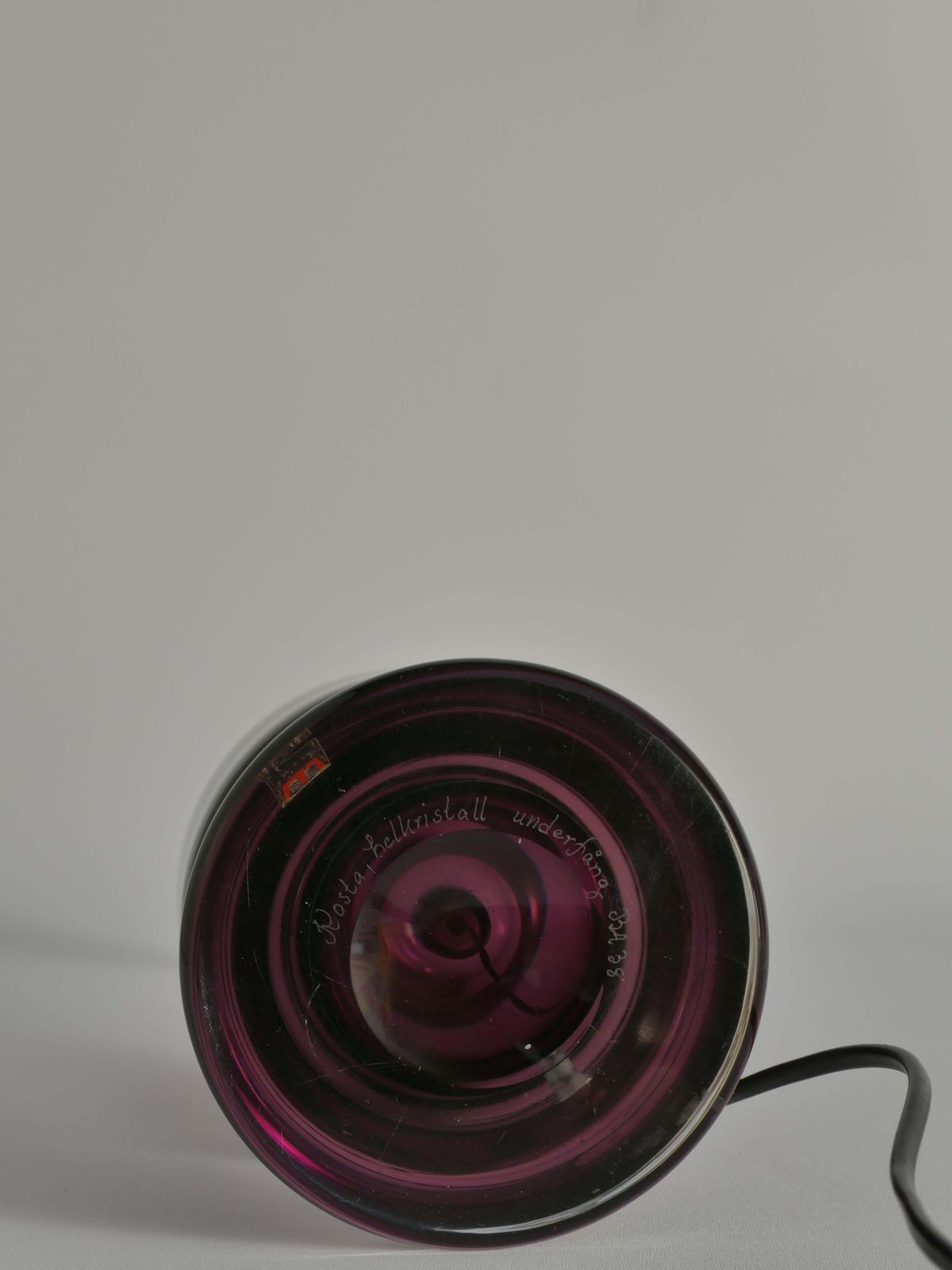 photo for sale Mid Century Modern Purple Chrystal Glass Table Lamp By Kosta 1960s
