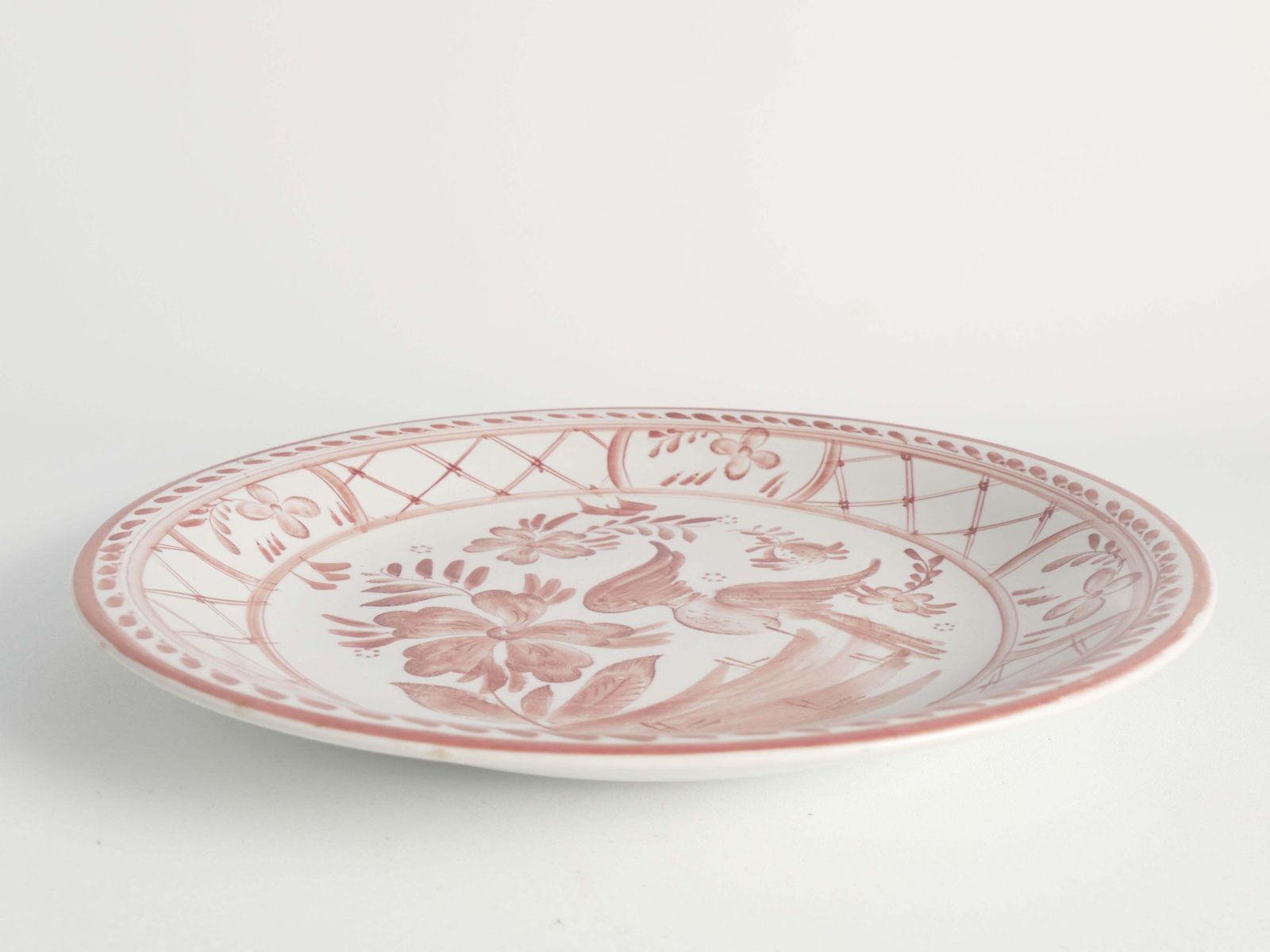 photo for sale Folk Art Dish With Red Floral Motif By Ilse Claesson For Rörstrand, Sweden 1930