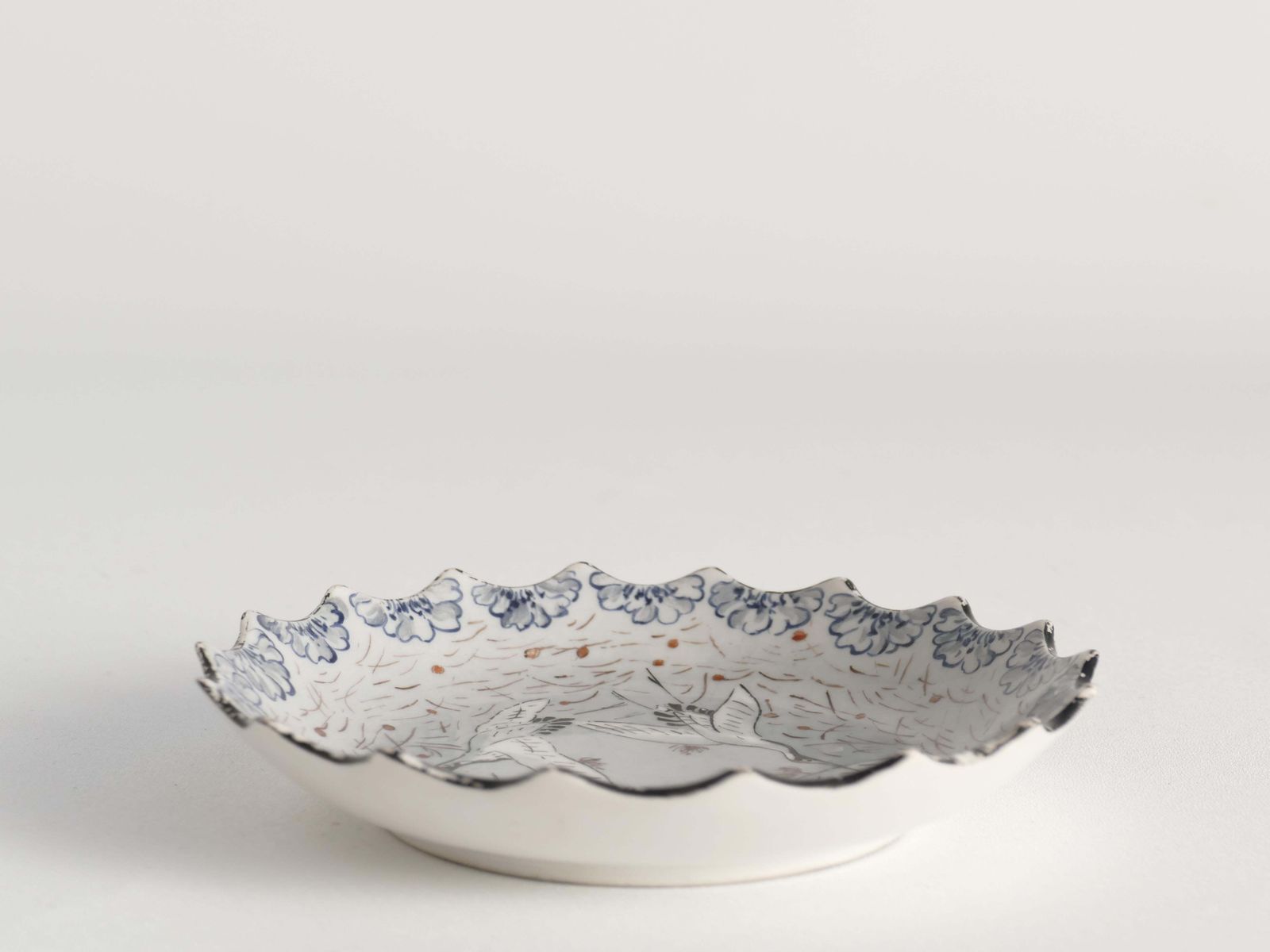 Japanese Meiji Period Light Blue Porcelain Dish With Cranes photo Home Decor