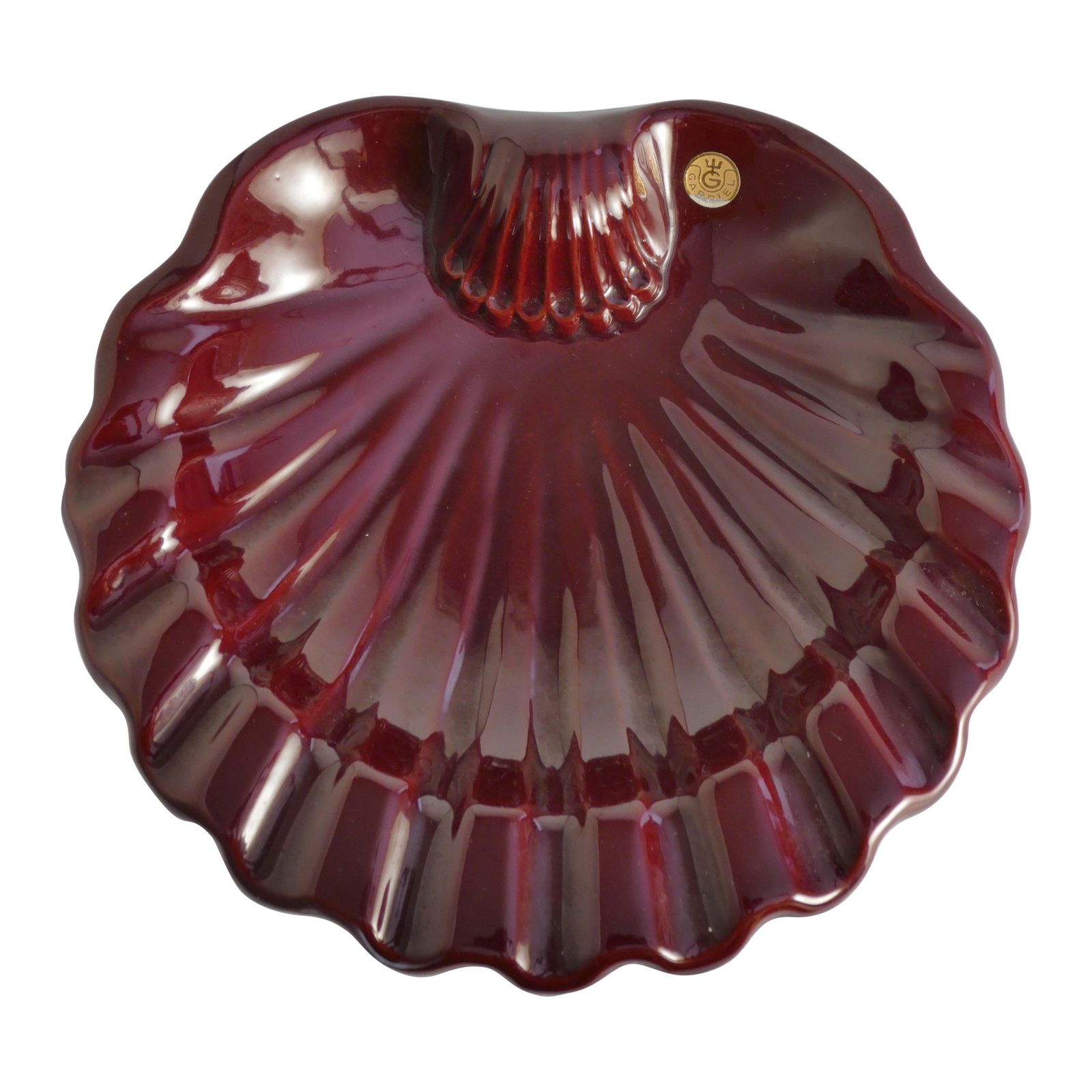 Art Deco Merlot Red Ceramic Vide Poche By Gabriel Keramik, Sweden 1960s