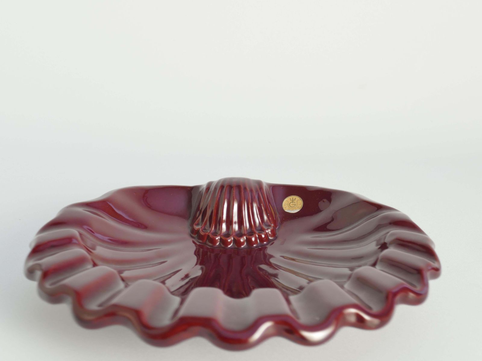Art Deco Merlot Red Ceramic Vide Poche By Gabriel Keramik, Sweden 1960s photo vintage