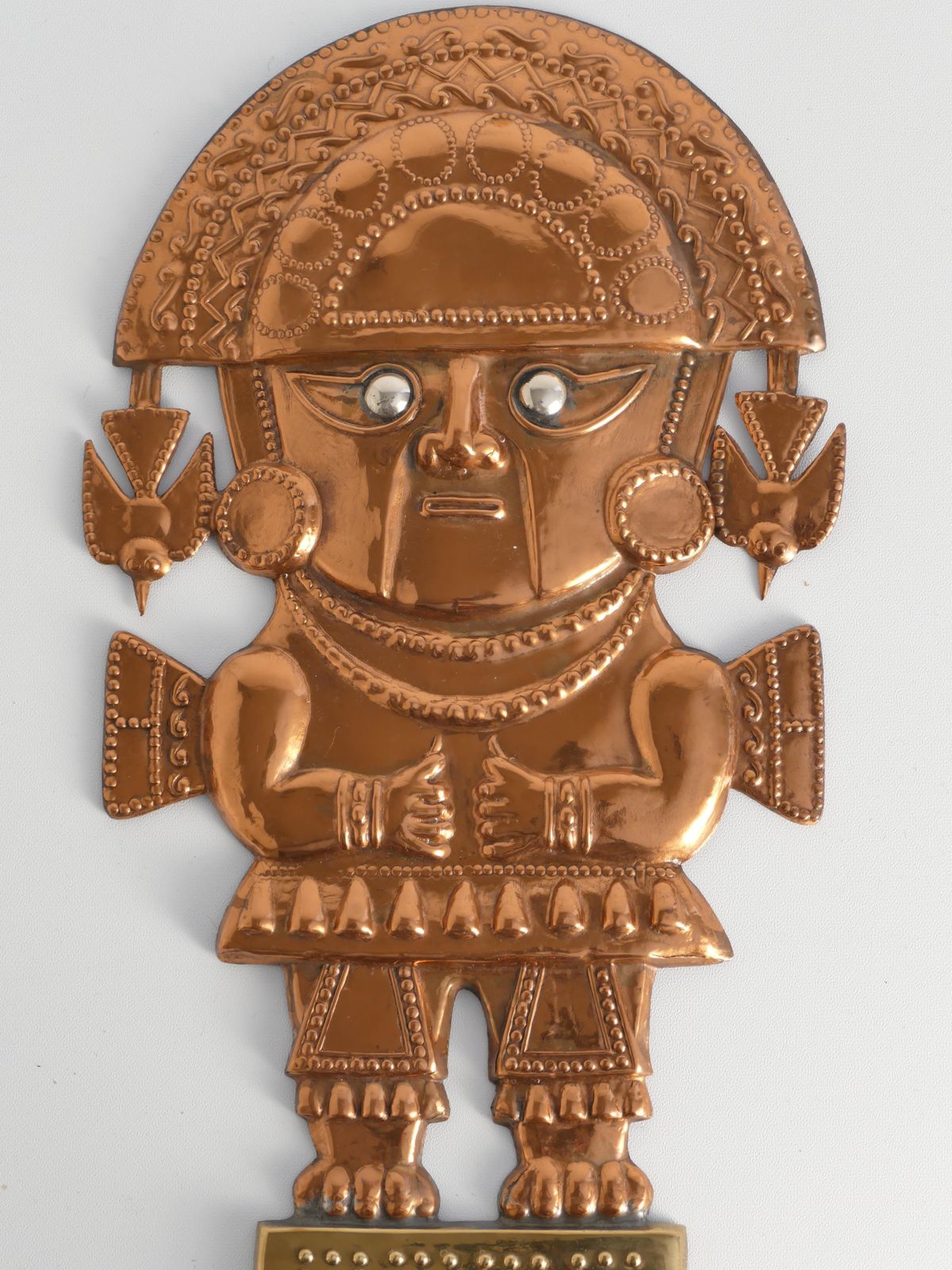 Peruvian Naylamp Brass & Copper Model Of A Ceremonial Tumi Knife Wall Hanging photo 314.0