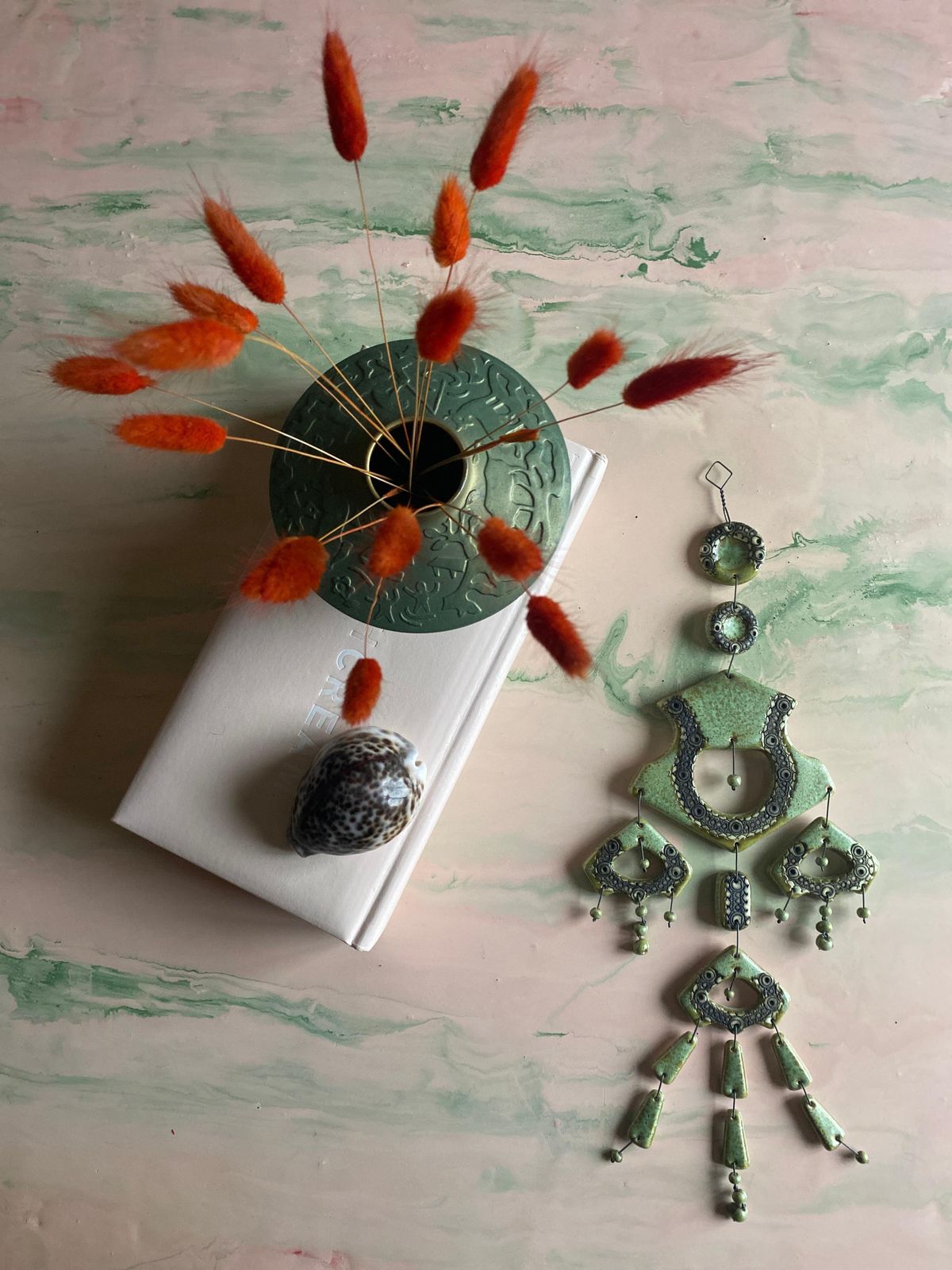 Sage Green Wall Sculpture By Maija Liisa Vasenius For Kalevala Koru, 1960s photo for sale