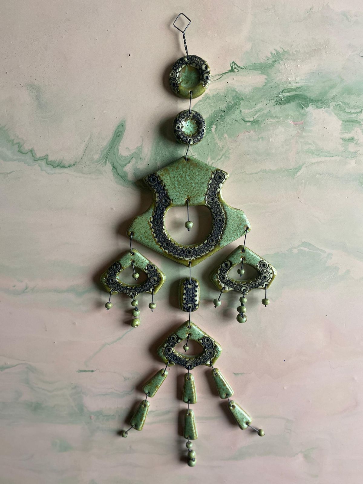 photo for sale Sage Green Wall Sculpture By Maija Liisa Vasenius For Kalevala Koru, 1960s
