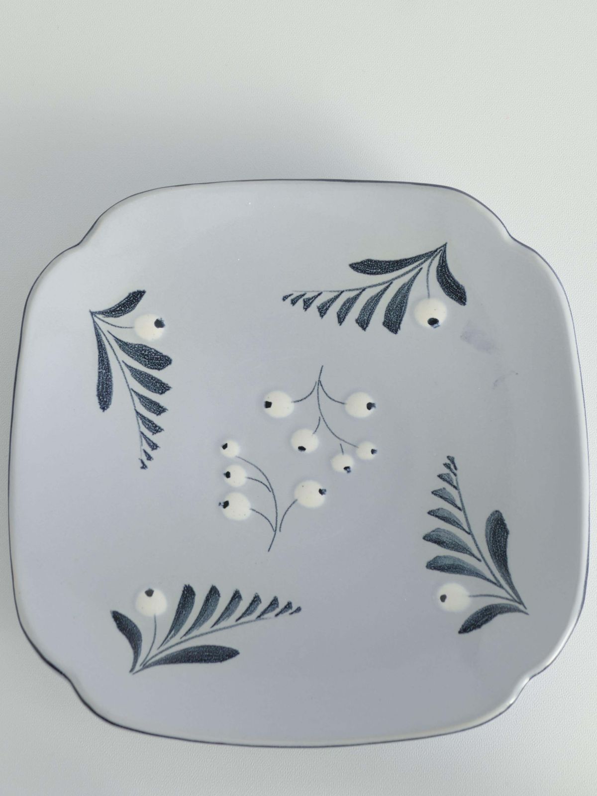 photo for sale Mid Century Modern French Blue Plate By Eva Jancke Björk For Bo Fajans, Sweden