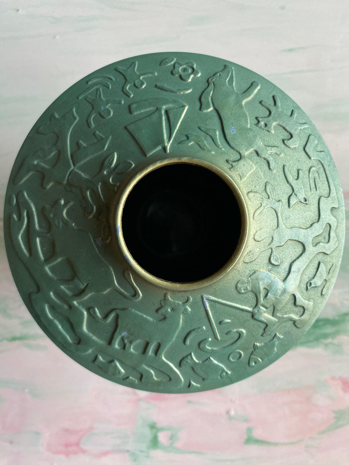 Art Deco Sage Green Metal Vase Attributed To Sonja Katzin, Stjärnmetall, 1940s photo furniture