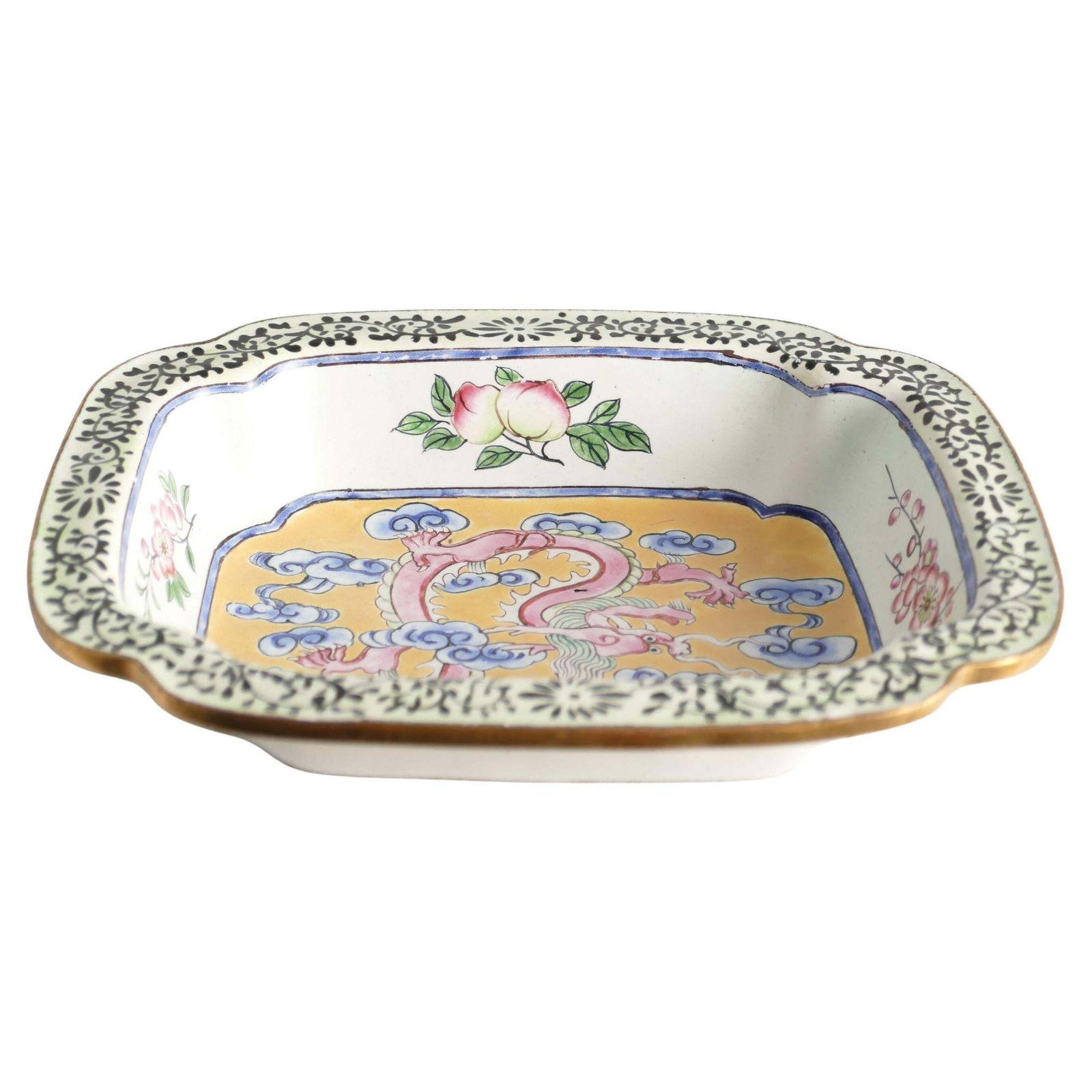 Qianlong Period Canton Enamel Square Dish With Dragon, China Late 18th Century photo furniture