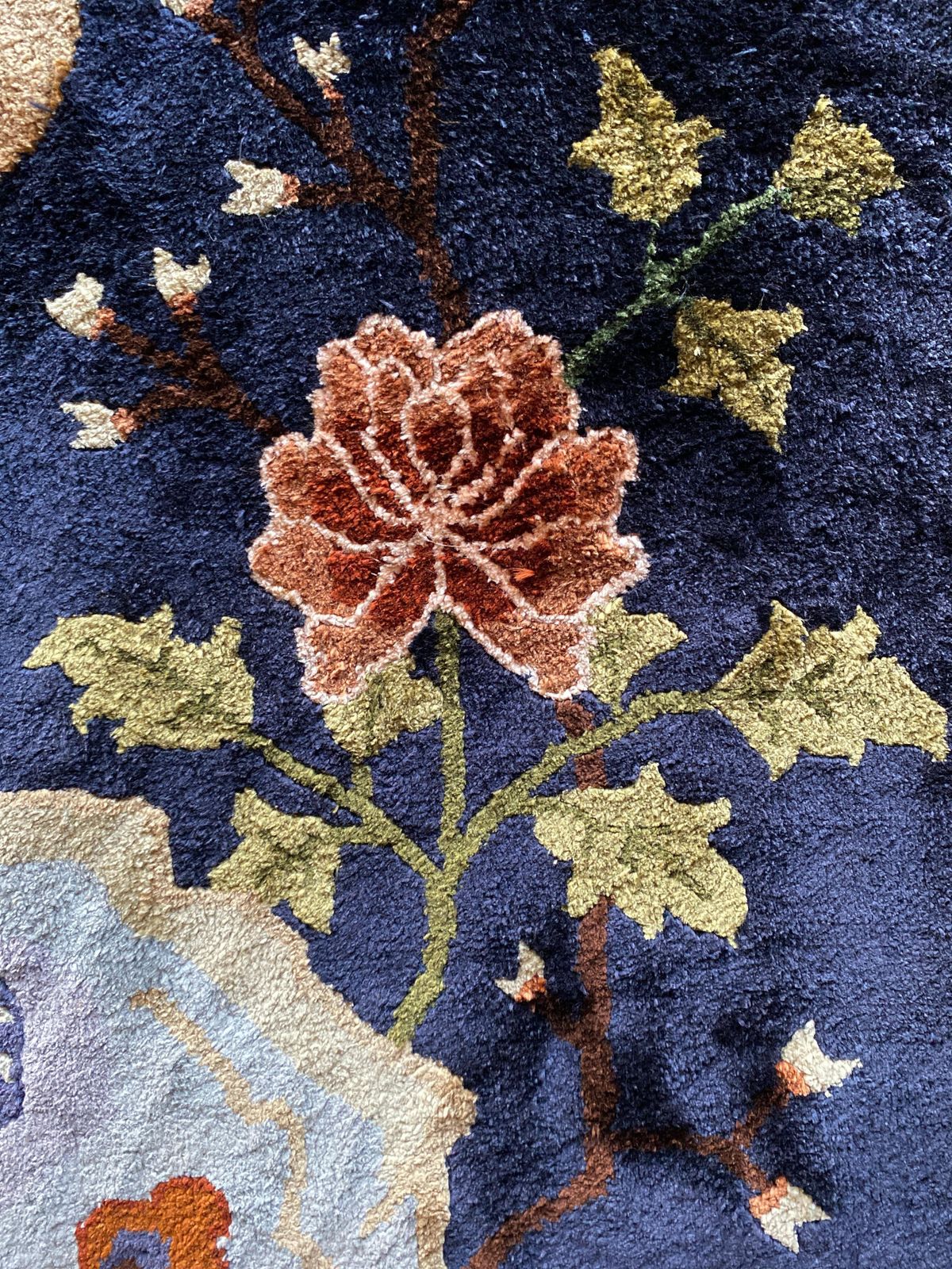 Art Deco Chinese Handmade Silk Bautou Tapestry Rug, Early 20th Century photo vintage