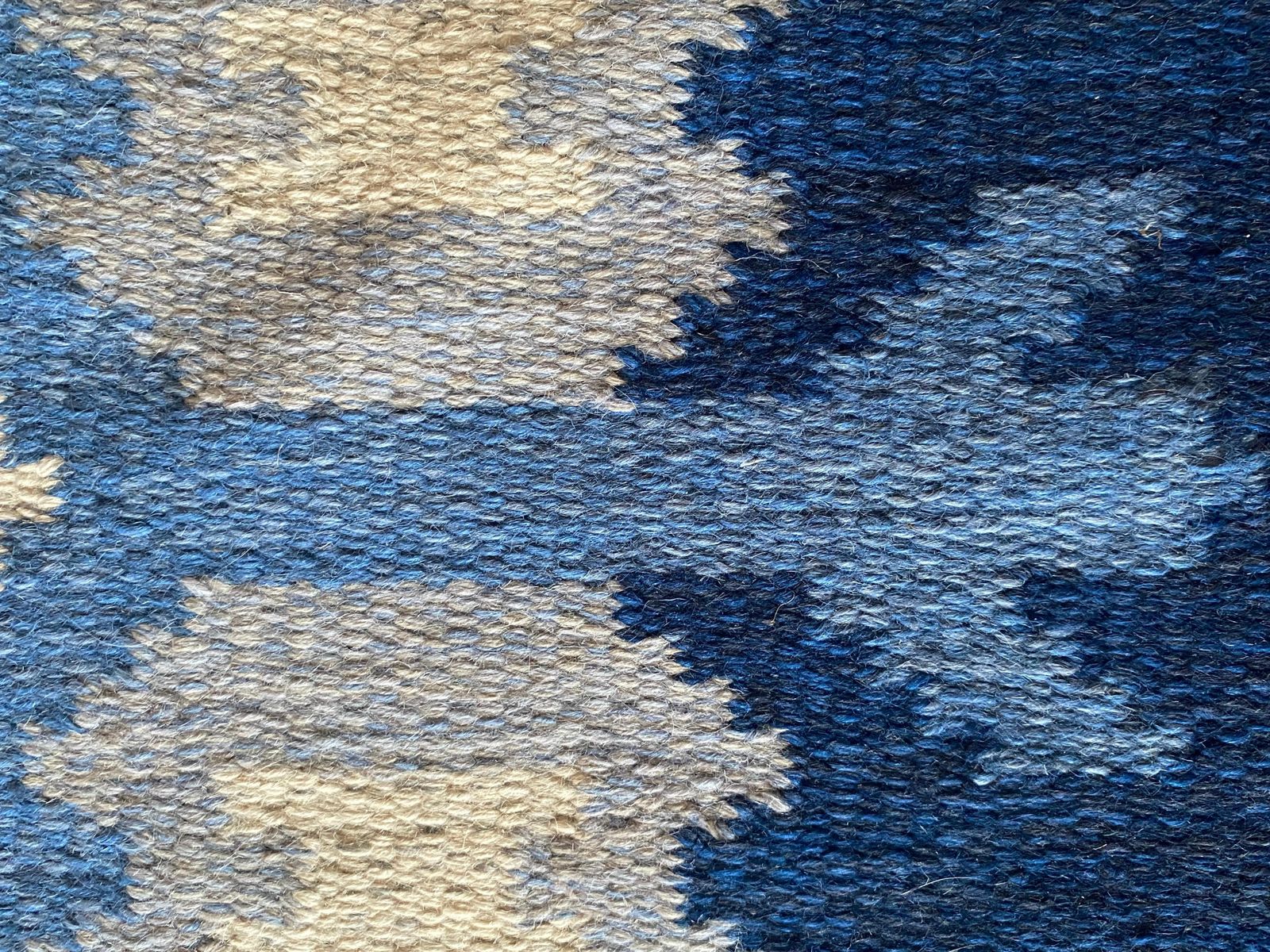 photo for sale Scandinavian Modern Blue Rölakan Flatweave Rug By Berit Koenig Woelfer Sweden