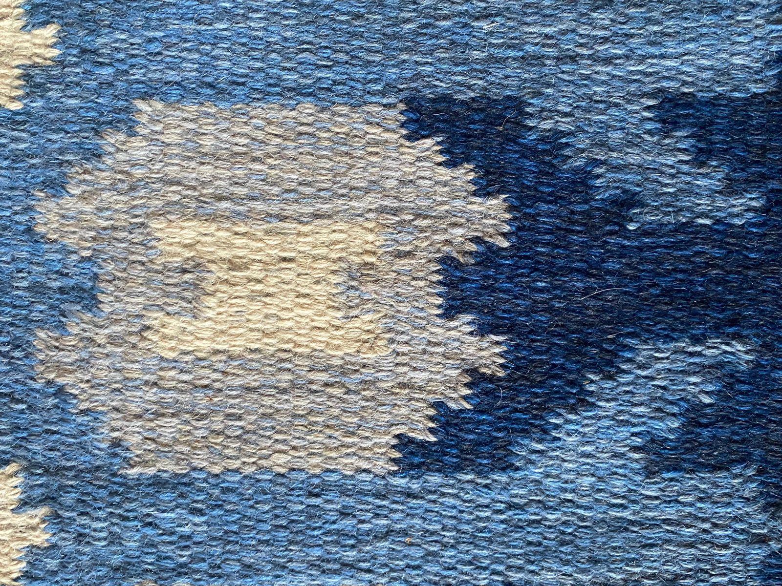 Textiles Scandinavian Modern Blue Rölakan Flatweave Rug By Berit Koenig Woelfer Sweden photo