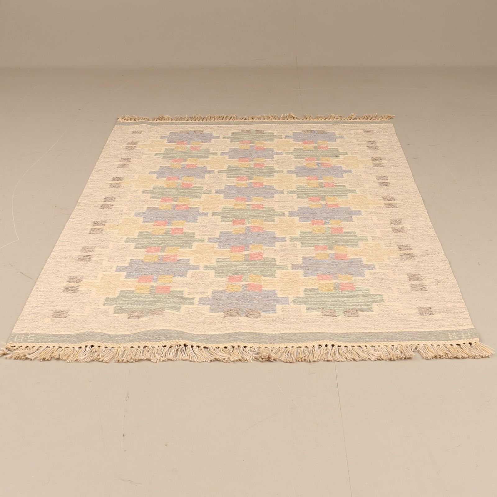Scandinavian Modern  Rölakan Flatweave Rug By Maj Svanström, Sweden 1950s photo furniture